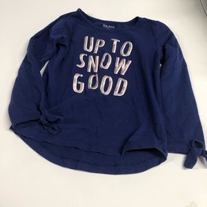 Okie Dokie Girls Long Sleeve Graphic Printed Tee Navy and Pink 5T